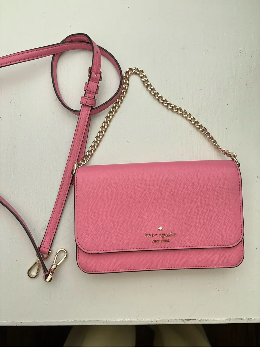 kate spade Pink Saffiano Leather Chain Shoulder Bag